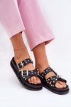 Women's Sandals With Buckles On Cork Sole Black Sercele