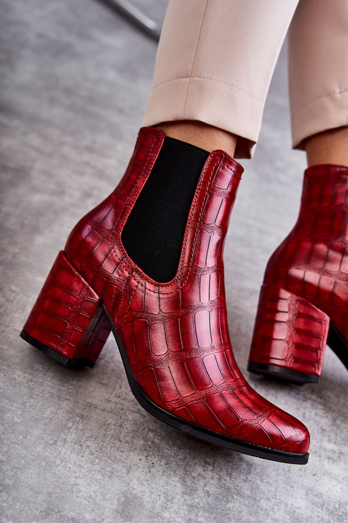 Snake Leather Booties La.Fi 260038R-XC Red