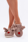 Womens Dark Beige Slippers With Reindeer Motif Sennalith