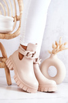 Leather Booties With A Cut Beige Karen