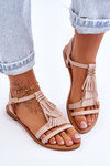 Women's Flat Suede Sandals Boho Beige Lucami