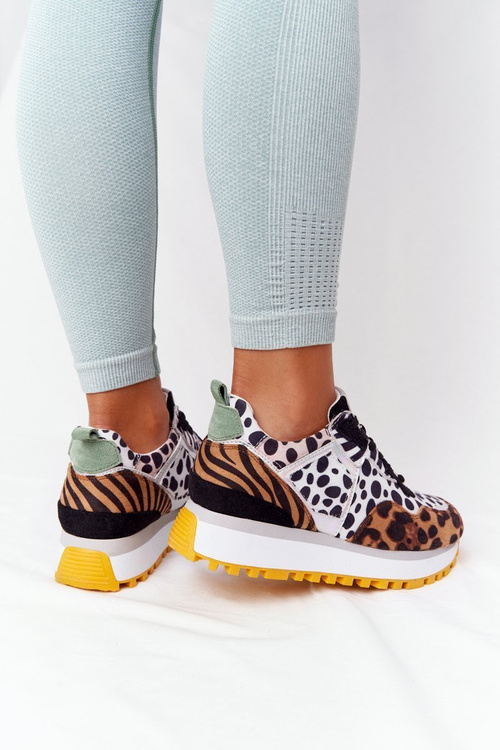 Zamszowe Sportowe Buty Na Platformie GOE HH2N4003 Brązowe