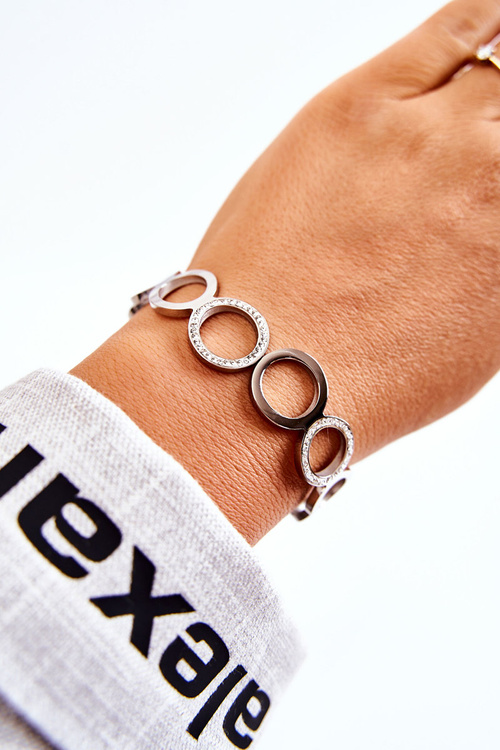 Damska Bransoleta Stalowa Z Cyrkoniami Srebrna Faith