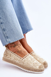 Lace Slip On Espadrilles Beige Blanco