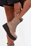Leather Women's Ankle Boots With Decoration Heated Beige Ulrika