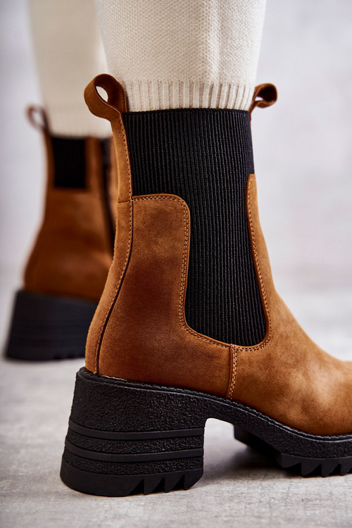 Women's Warm Boots On Heel Camel Abella