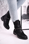 Women's Boots With Chain Suede Black Augusta