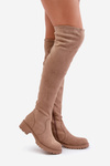Knee High Boots Flat Heel Beige Filora