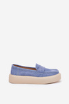 Ladies Suede Moccasins On Platform Vinceza 79535 Blue