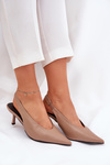Heels With Open Back Eco Leather Dark Beige Aricandia