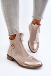 Women's Ankle Boots with Flat Heel and Zip Beige Loratie