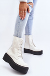 Women's White Patent Leather Boots with Chunky Sole Movana