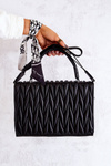 Quilted Letterman Handbag Black Roselyn 