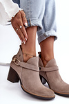 Women's Suede Boots on Heel Maciejka 06247-04 Beige