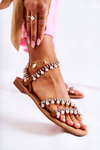 Comfortable Women's Sandals With Ornaments Brown Nell