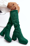 Women's insulated boots with chunky heel in green Layala