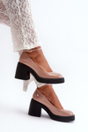 Suede Chunky Heels Platform Pumps Beige Diame