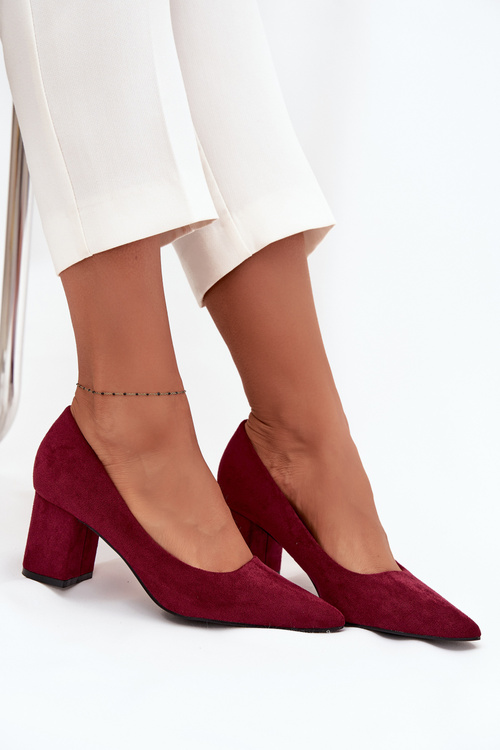 Women's Pumps with Pointed Toes on Block Heel Bordeaux Pavira