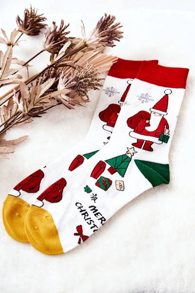 Men's Santa Claus Socks with Gift White