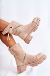 Fashionable Women's Suede Boots With Zipper Beige Kandell