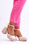 Fashionable Pumps On Massive Heels Beige Sandia