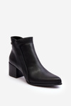 Leather Ankle Boots With Low Heel Black Cidi