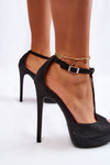 Shiny High-Heeled Sandals Black Marisha