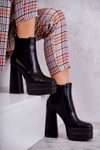 Women's Leather Boots On A Massive Heel Black Jones