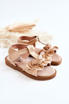 Children's Sandals With Velcro Beige Lussia