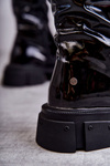 Lacquered Boots Over the knee On Flat Heel GOE KK2N4023 Black