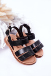 Children's Shiny Sandals Black Natalie