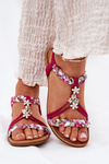 Flat Women's Sandals With Woven Straps And Clips Artiker Fuchsia 56C1314