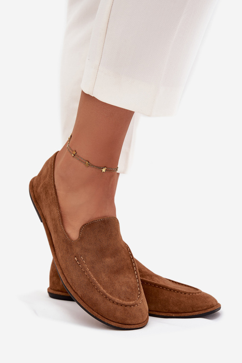 Women's Loafers Made of Eco Suede Flat Camel Miryelle