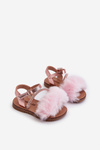 Pink Joratia Children's Patent Sandals with Bow on Velcro