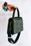 Quilted Letterman Handbag Green Roselyn 