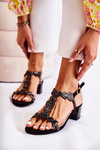 Suede Sandals On Low Heeled Black Wonderland