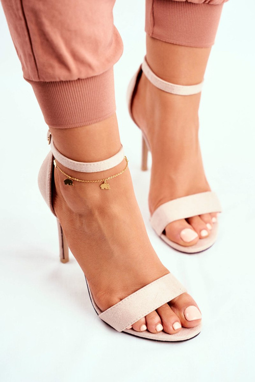 Semišové Sandály Na Podpatku Beige Liberty