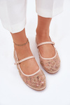 Mesh Ballet Flats With Embroidery And Decoration Beige Tillilora