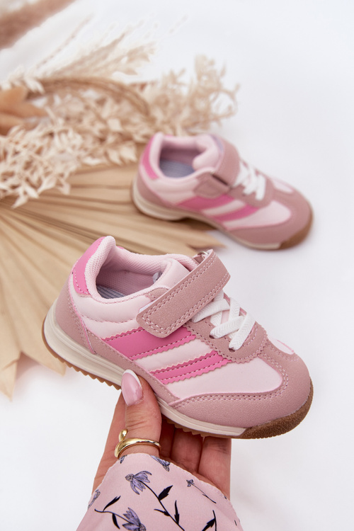 Buty Sportowe Sneakersy Dziecięce Rzep Różowe Viona 