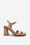 Leather Sandals with Heel Maciejka 06029-25 Gold
