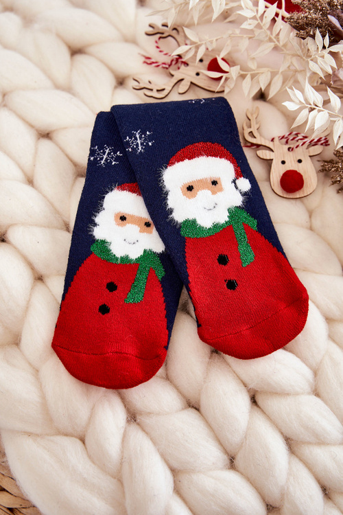 Children's Thermoactive Christmas Socks Santa Claus Navy Blue
