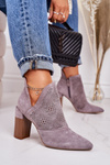 Openwork Boots On A Block Heel Grey Michelle