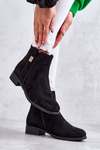 Women's Suede Boots With Ornament Black Giana