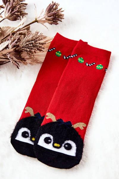 Christmas Cotton Socks Penguin Red