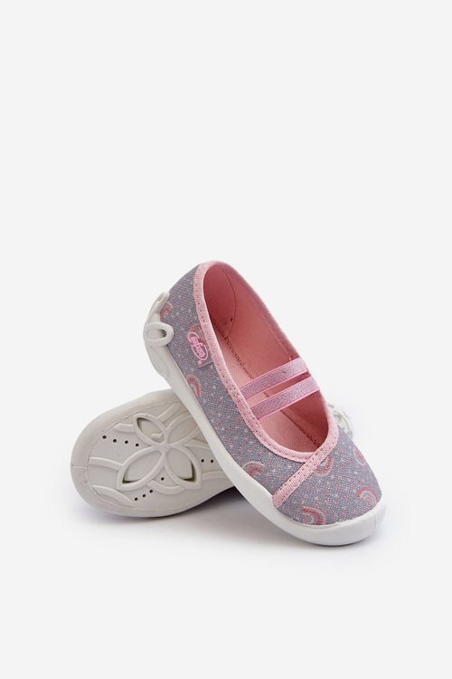 Slippers Ballerinas with Pattern Befado 116X328 Gray-Pink