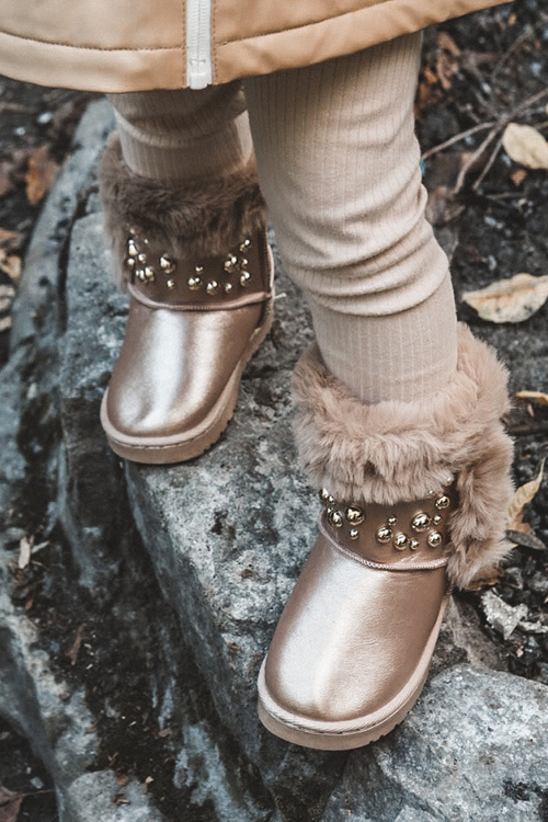 Children's Snow Boots Insulated With Fur Champagne Bonni
