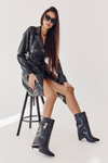 Leather Slip-On Boots On A High Heel Black Steffi 