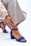 Suede Classic Low Heel Sandals Blue Honeymoon