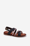 Ladies Sandals With Flat Heel And Straps Black Sergio Leone SK086H