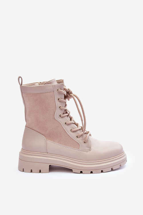 Workery Botki Damskie Skóra Jasnobeżowe Faustina BM86